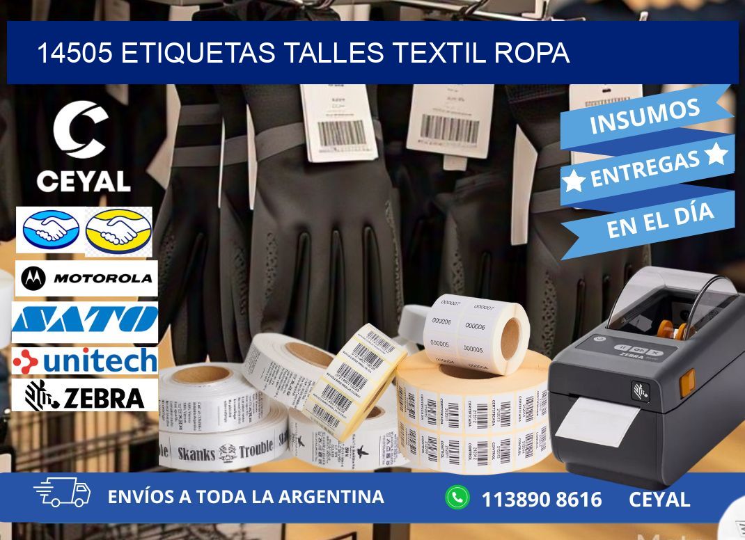 14505 ETIQUETAS TALLES TEXTIL ROPA