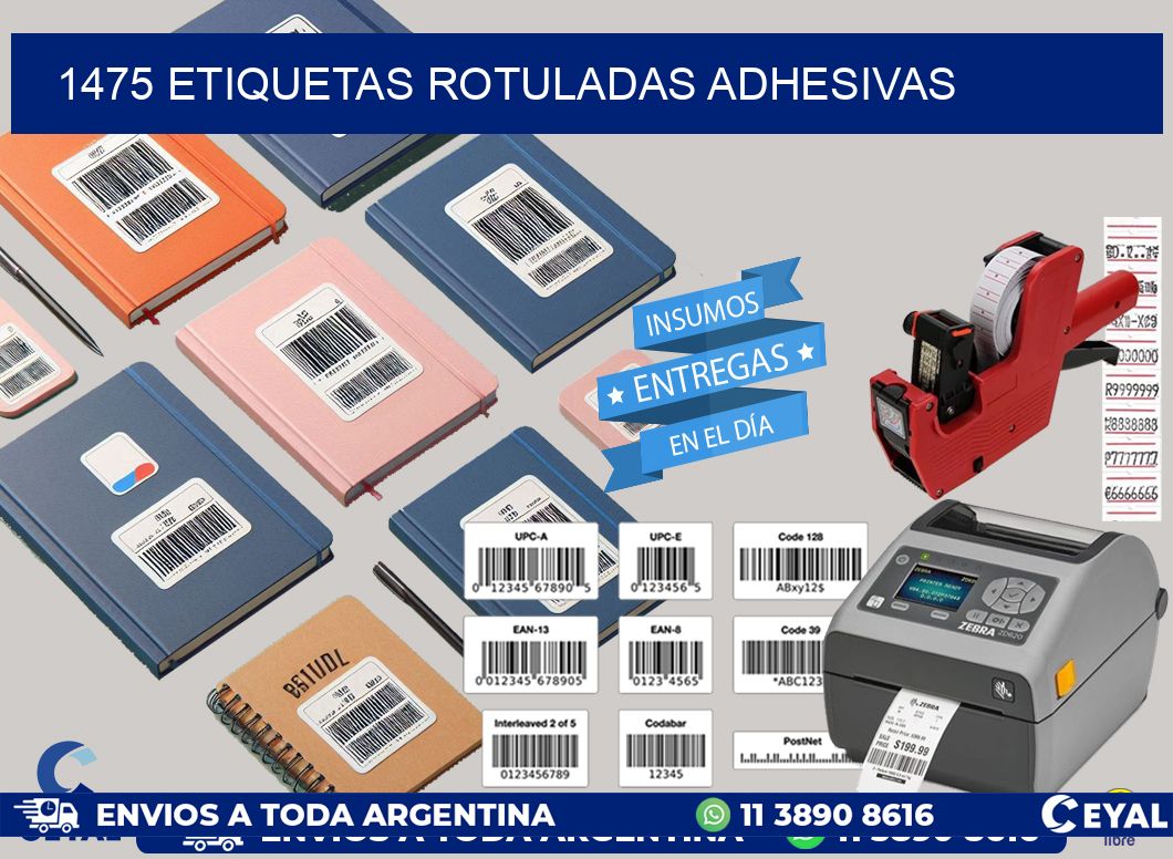 1475 etiquetas rotuladas adhesivas