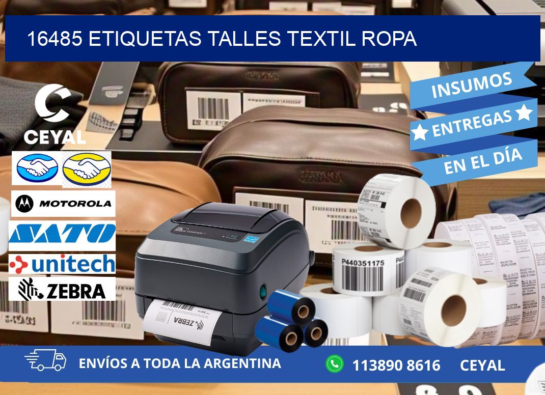 16485 ETIQUETAS TALLES TEXTIL ROPA