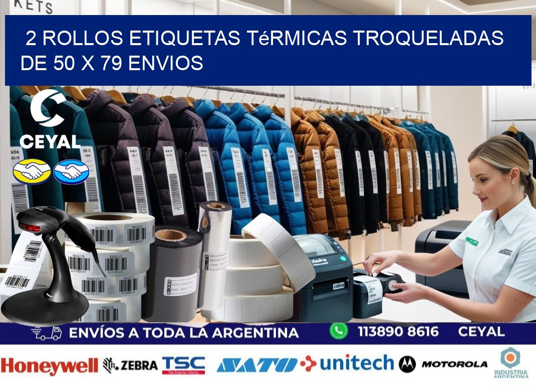 2 Rollos Etiquetas Térmicas Troqueladas De 50 x 79 ENVIOS