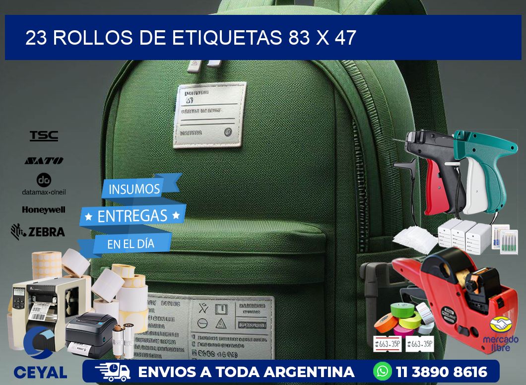 23 ROLLOS DE ETIQUETAS 83 x 47