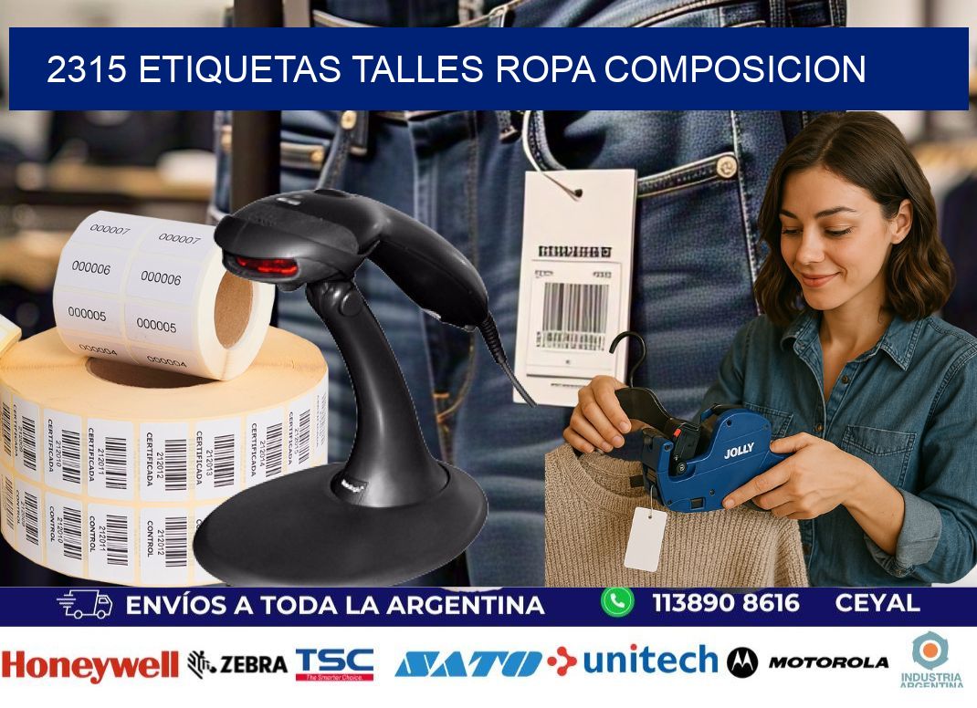 2315 ETIQUETAS TALLES ROPA COMPOSICION
