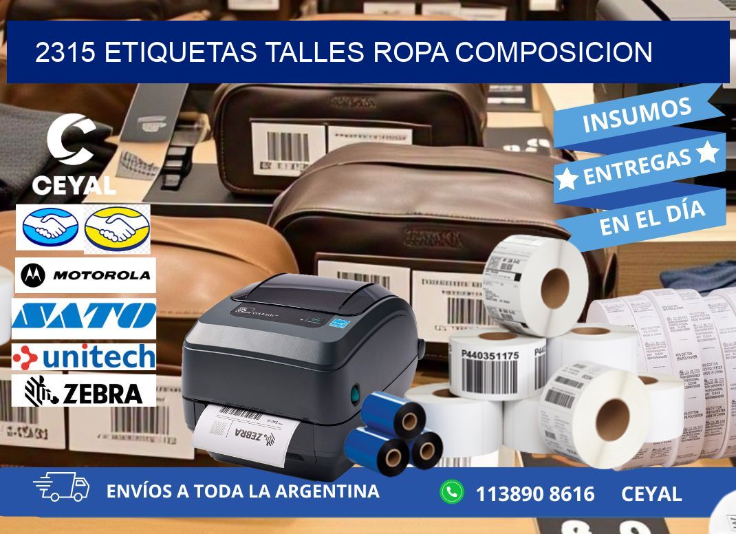 2315 ETIQUETAS TALLES ROPA COMPOSICION