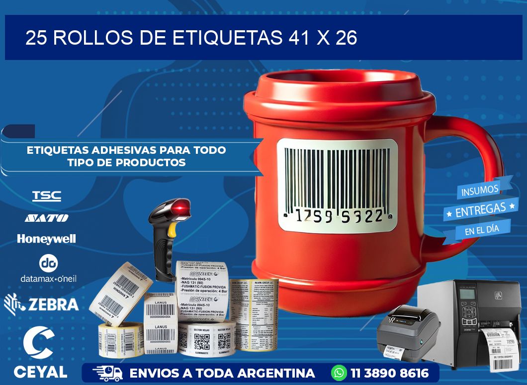 25 ROLLOS DE ETIQUETAS 41 x 26