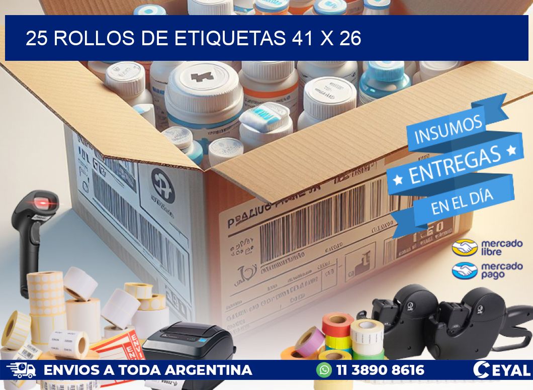 25 ROLLOS DE ETIQUETAS 41 x 26