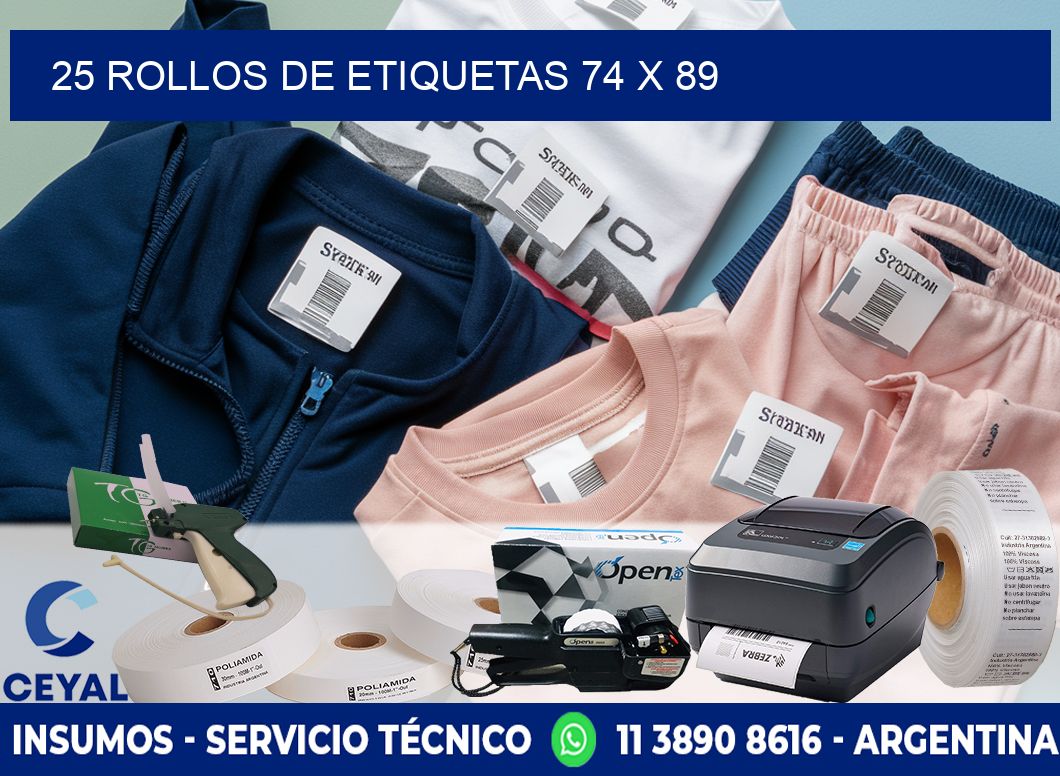 25 ROLLOS DE ETIQUETAS 74 x 89
