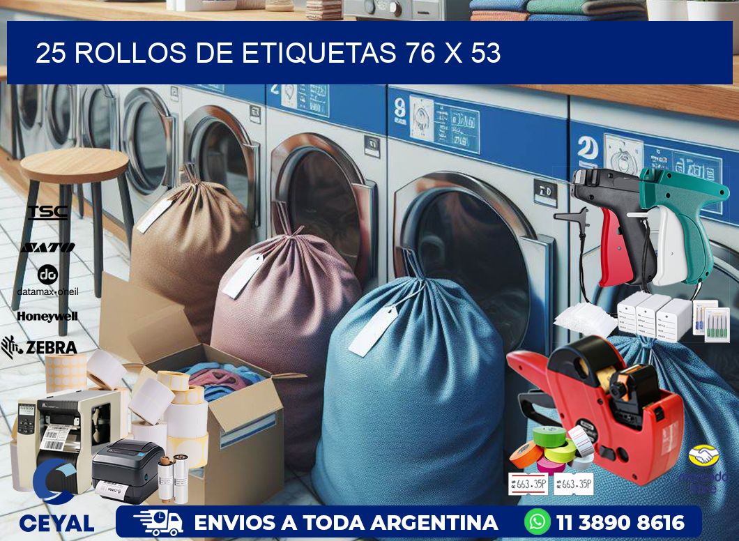 25 ROLLOS DE ETIQUETAS 76 x 53