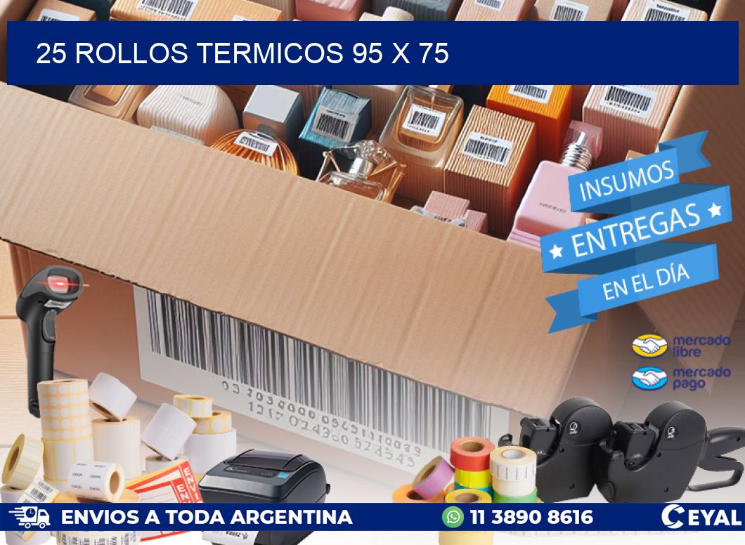 25 ROLLOS TERMICOS 95 x 75