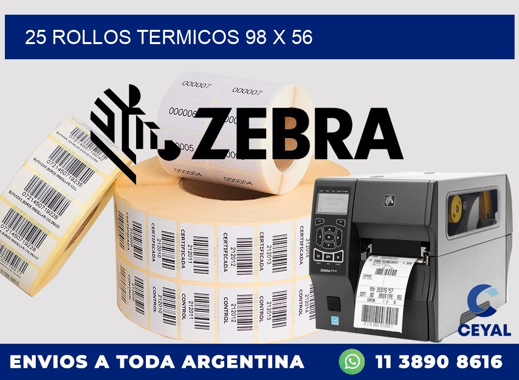 25 ROLLOS TERMICOS 98 x 56