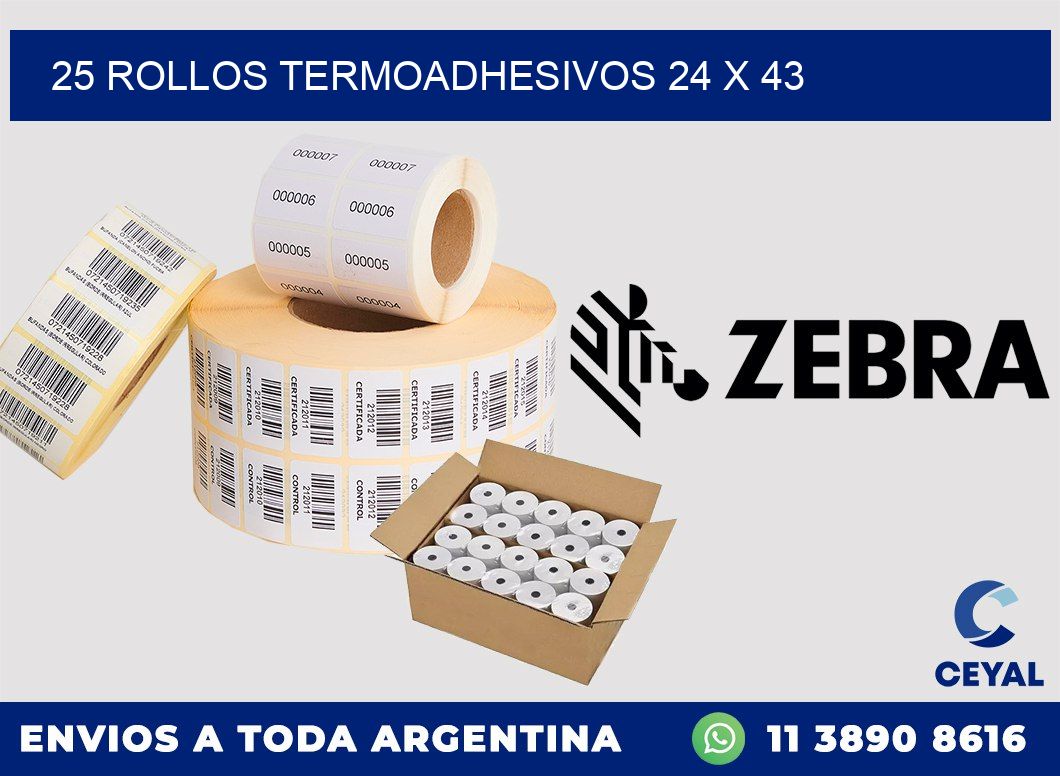 25 ROLLOS TERMOADHESIVOS 24 x 43