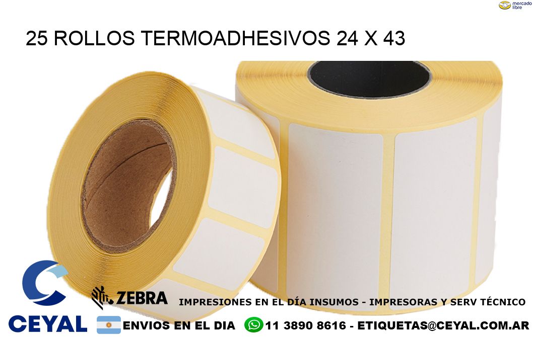 25 ROLLOS TERMOADHESIVOS 24 x 43