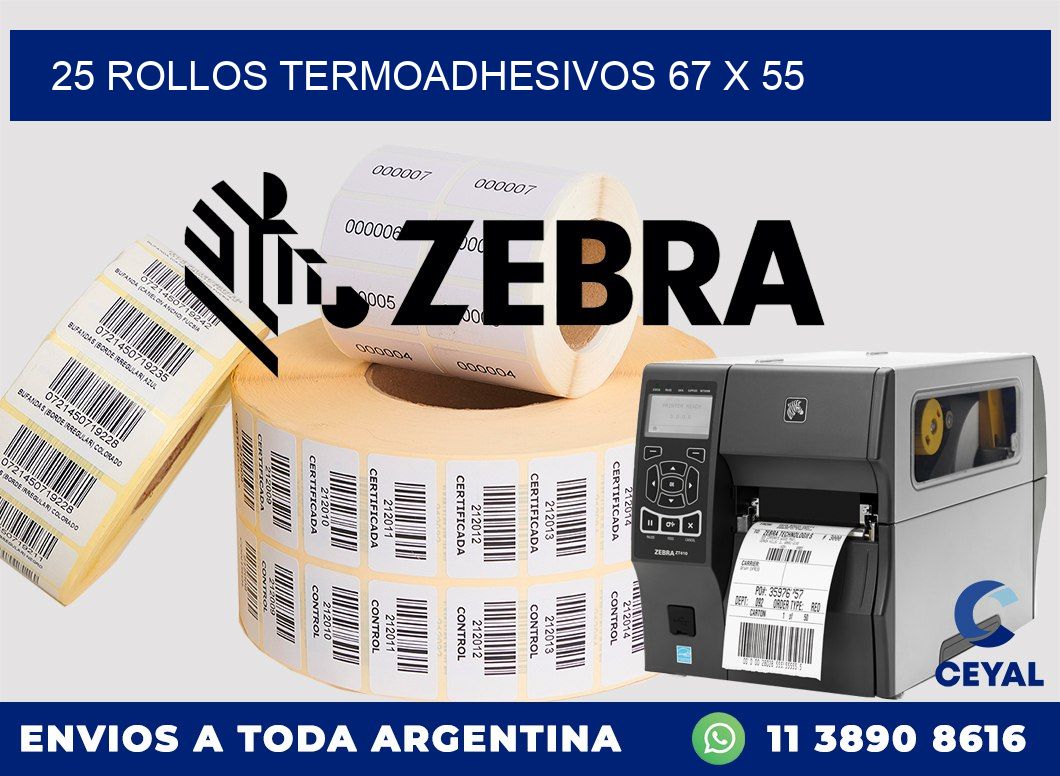 25 ROLLOS TERMOADHESIVOS 67 x 55