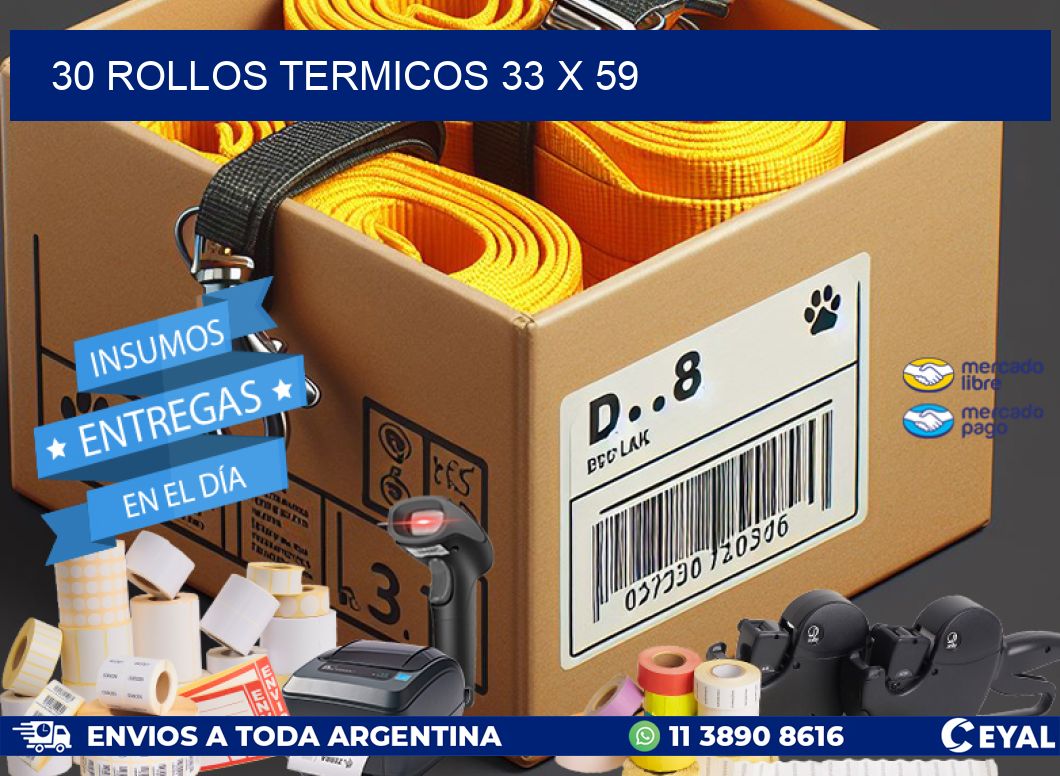 30 ROLLOS TERMICOS 33 x 59