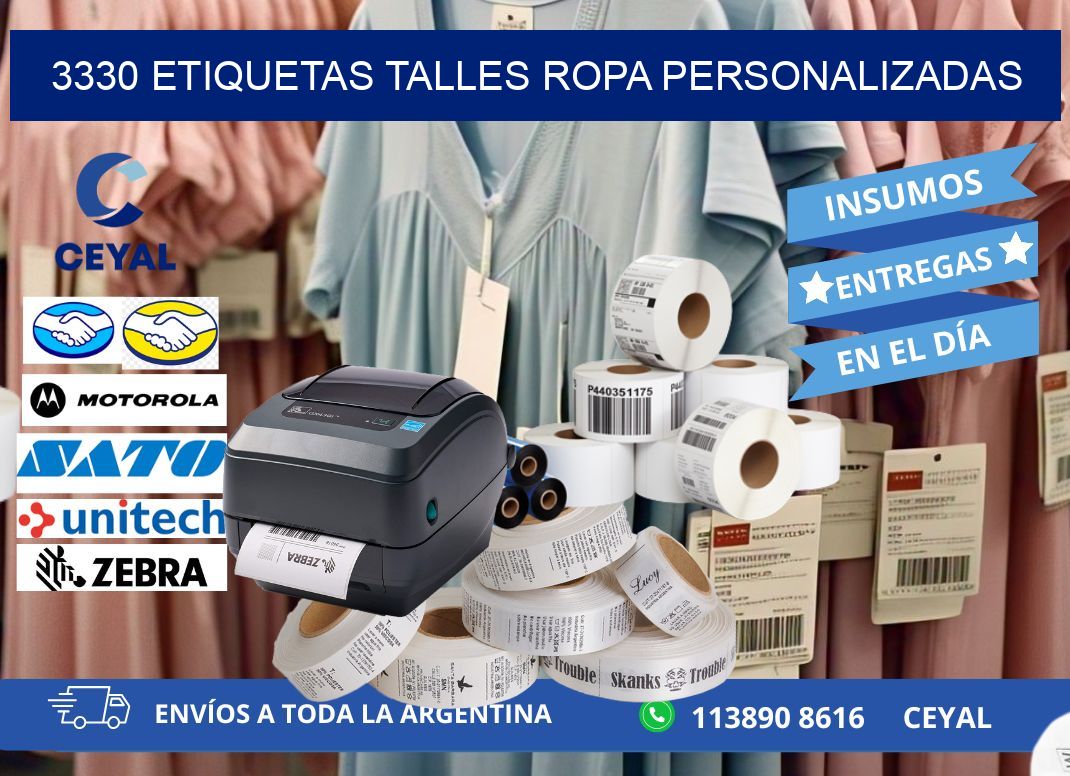 3330 ETIQUETAS TALLES ROPA PERSONALIZADAS