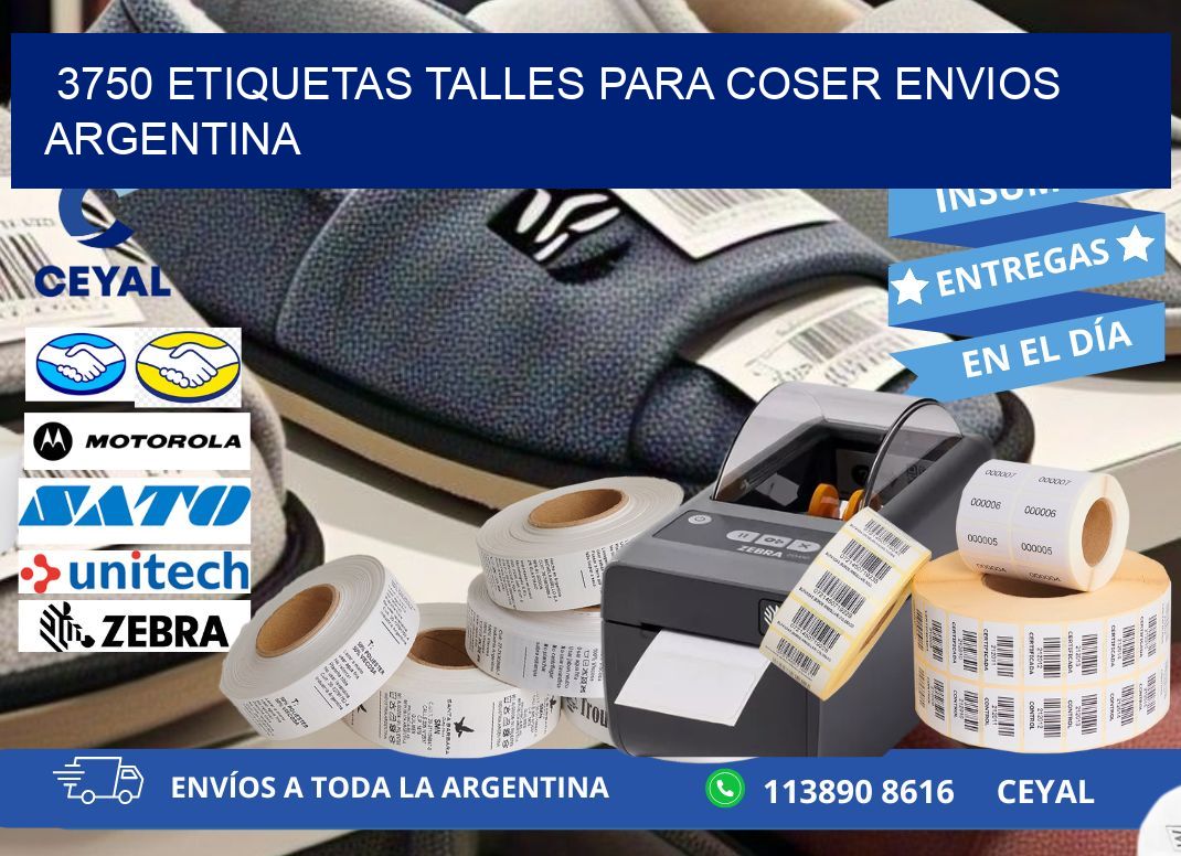 3750 ETIQUETAS TALLES PARA COSER ENVIOS ARGENTINA