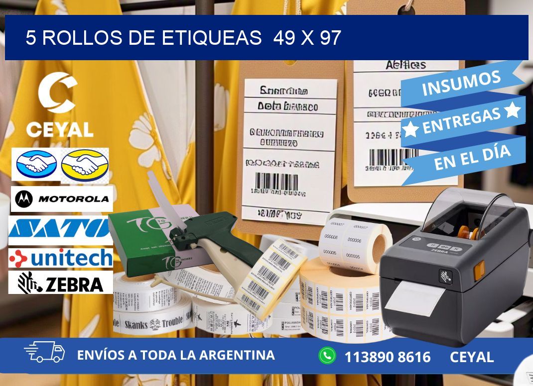 5 ROLLOS DE ETIQUEAS  49 x 97