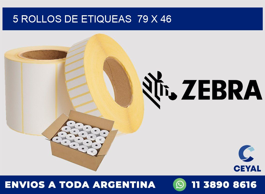 5 ROLLOS DE ETIQUEAS  79 x 46