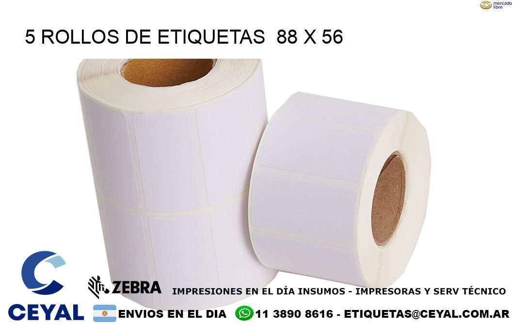 5 ROLLOS DE ETIQUETAS  88 x 56