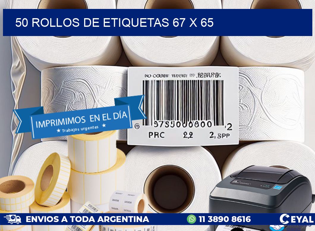 50 ROLLOS DE ETIQUETAS 67 x 65