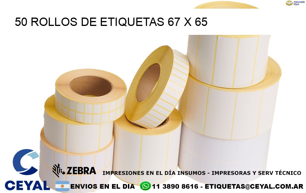 50 ROLLOS DE ETIQUETAS 67 x 65