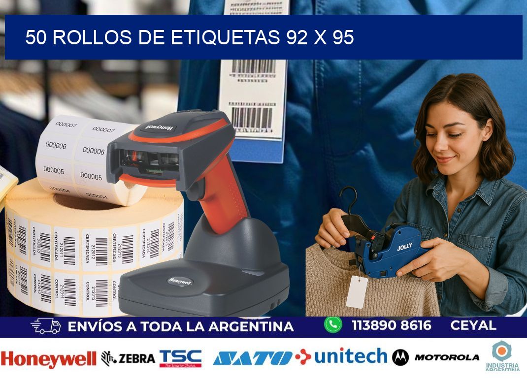 50 ROLLOS DE ETIQUETAS 92 x 95