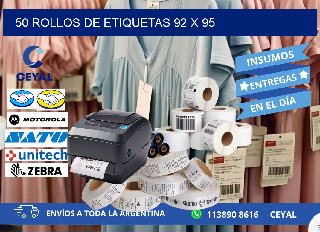 50 ROLLOS DE ETIQUETAS 92 x 95