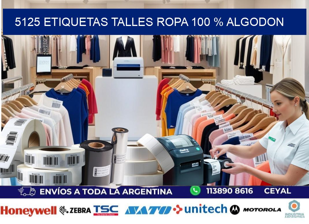 5125 ETIQUETAS TALLES ROPA 100 % ALGODON