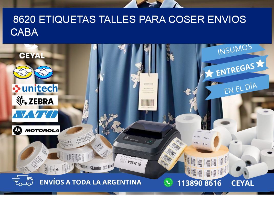 8620 ETIQUETAS TALLES PARA COSER ENVIOS CABA