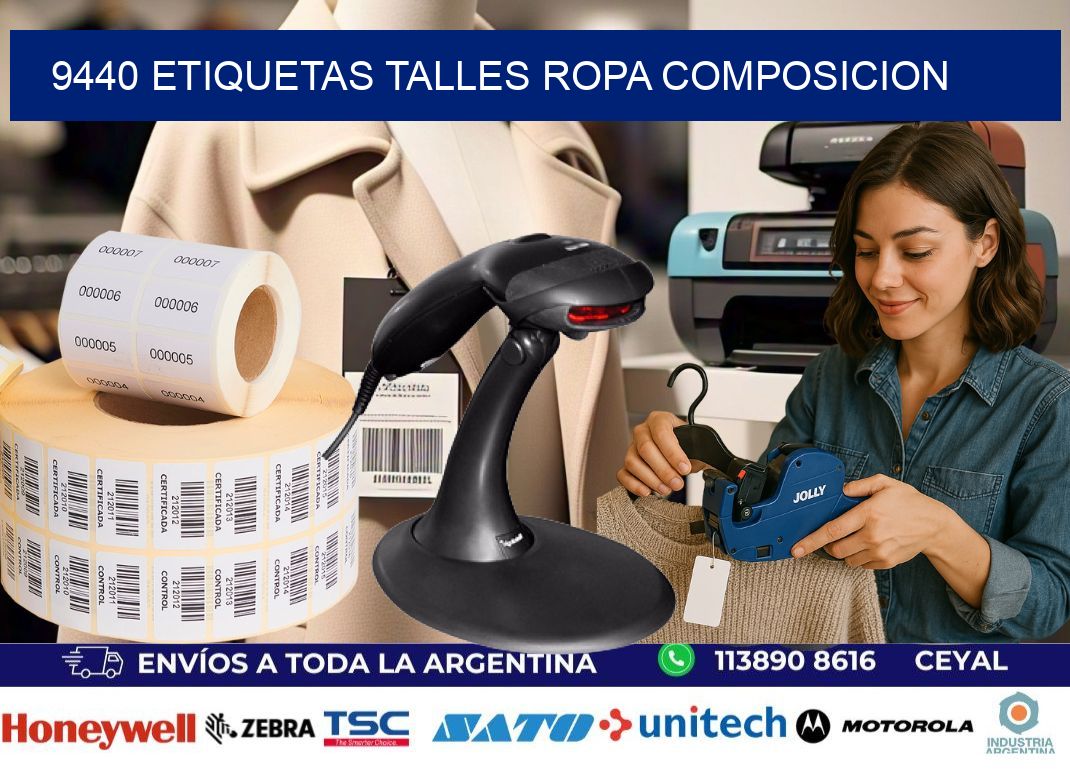 9440 ETIQUETAS TALLES ROPA COMPOSICION