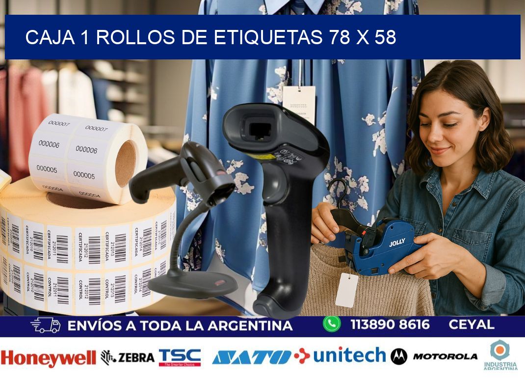 CAJA 1 ROLLOS DE ETIQUETAS 78 x 58