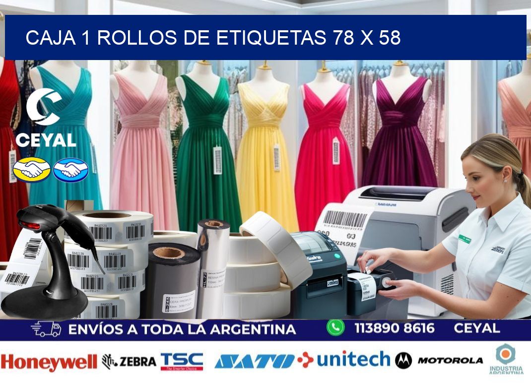 CAJA 1 ROLLOS DE ETIQUETAS 78 x 58