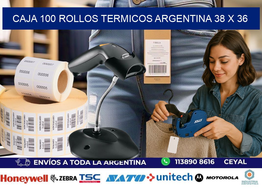 CAJA 100 ROLLOS TERMICOS ARGENTINA 38 x 36