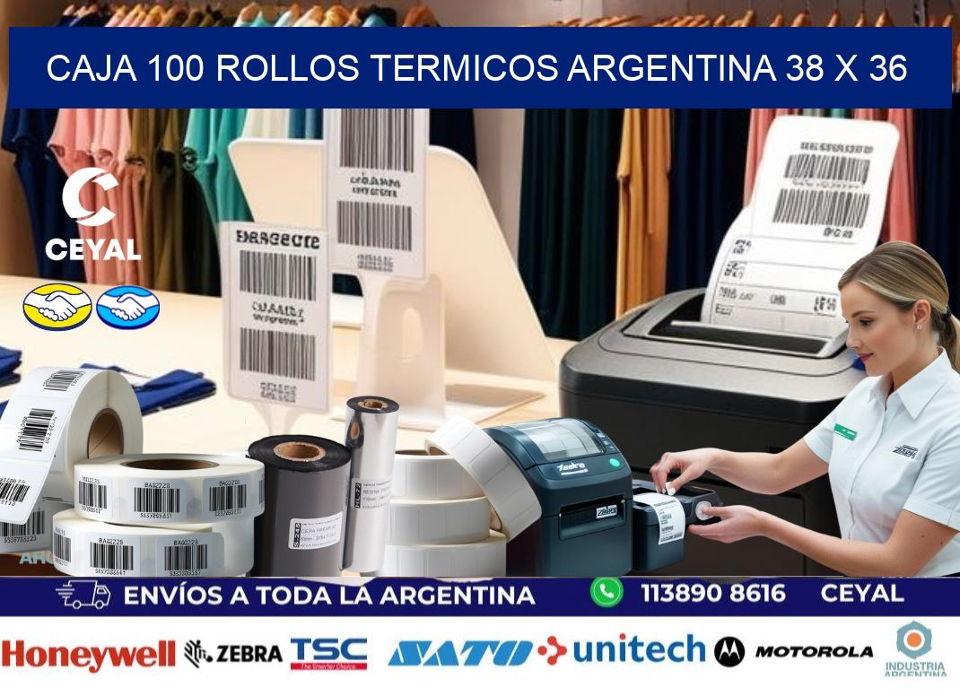 CAJA 100 ROLLOS TERMICOS ARGENTINA 38 x 36