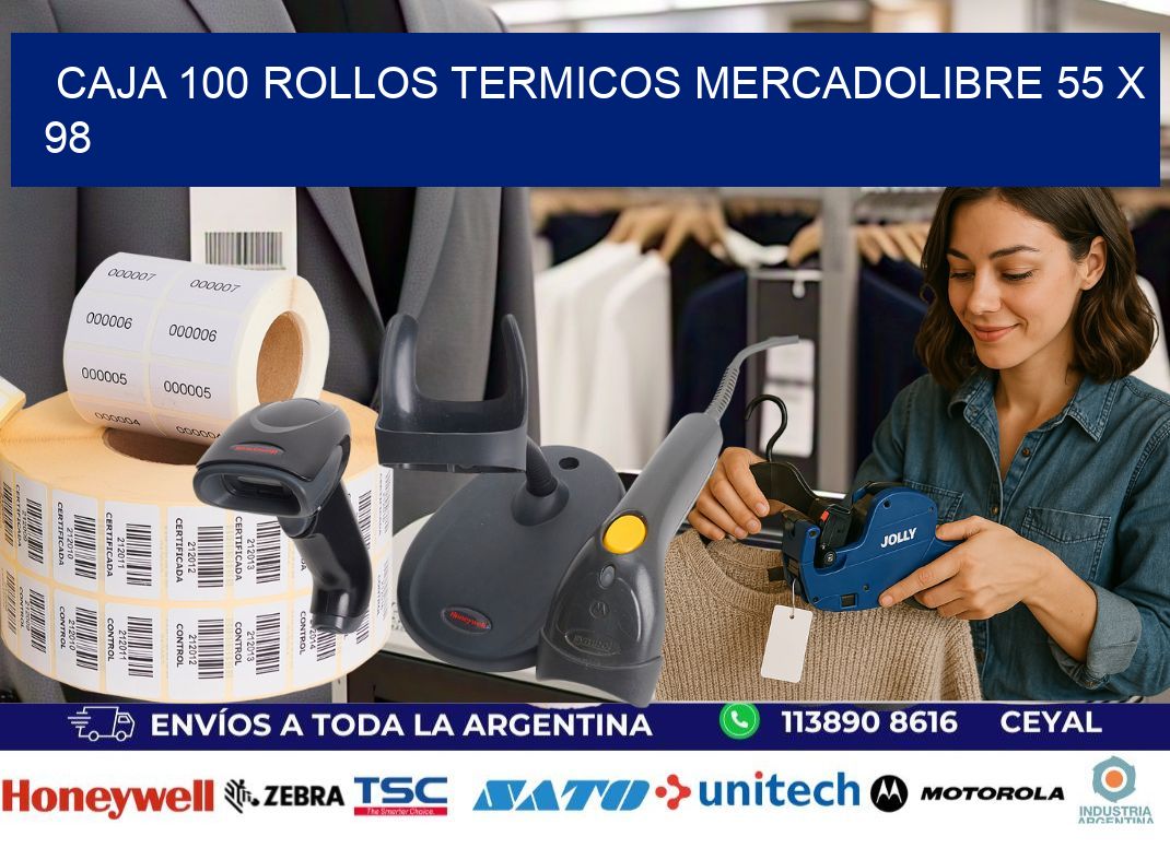 CAJA 100 ROLLOS TERMICOS MERCADOLIBRE 55 x 98
