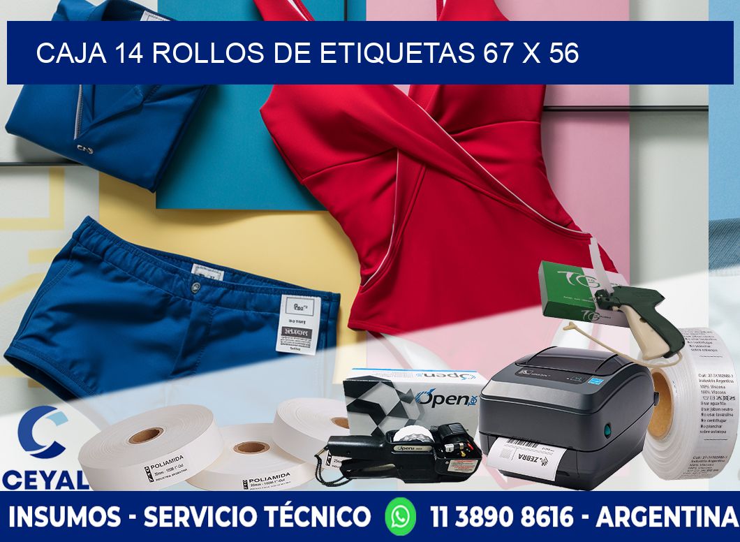 CAJA 14 ROLLOS DE ETIQUETAS 67 x 56