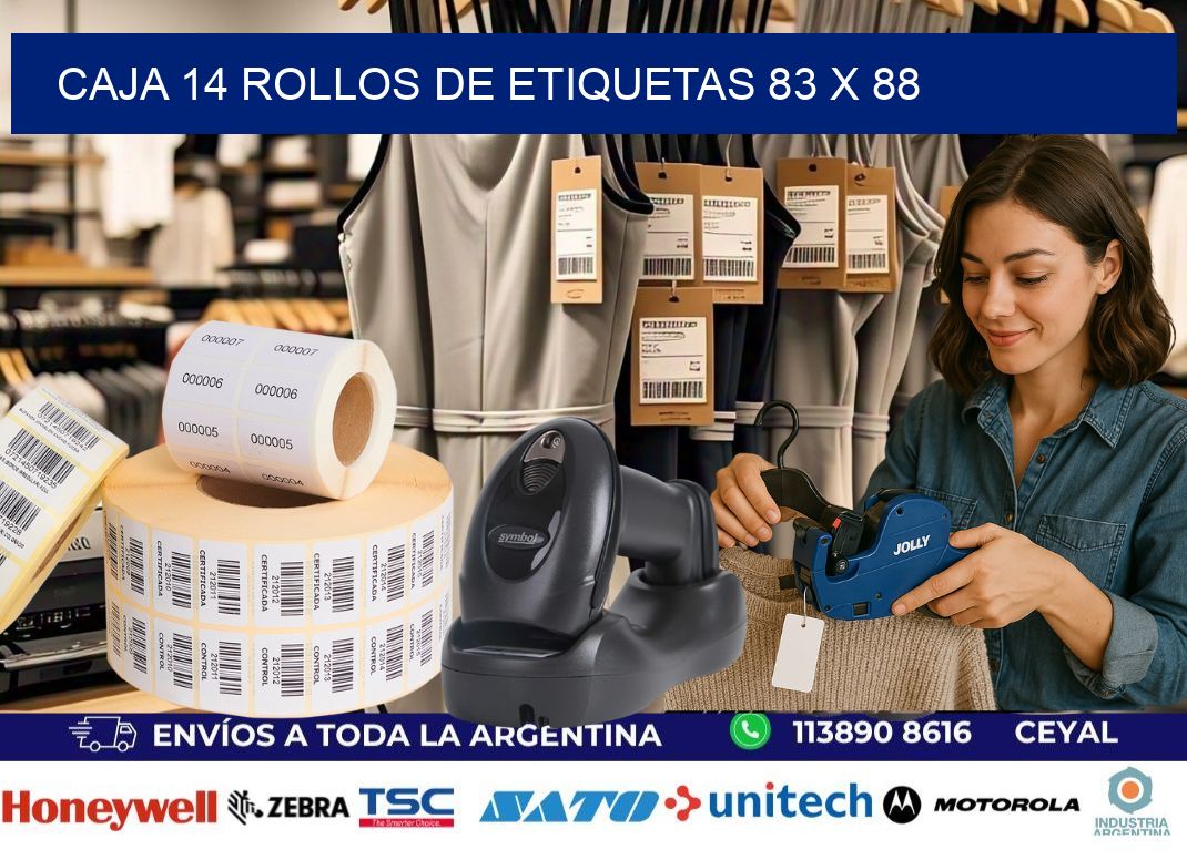CAJA 14 ROLLOS DE ETIQUETAS 83 x 88