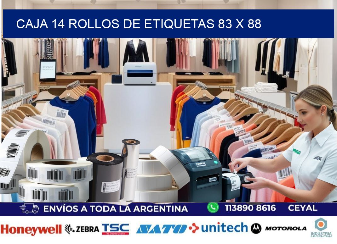 CAJA 14 ROLLOS DE ETIQUETAS 83 x 88