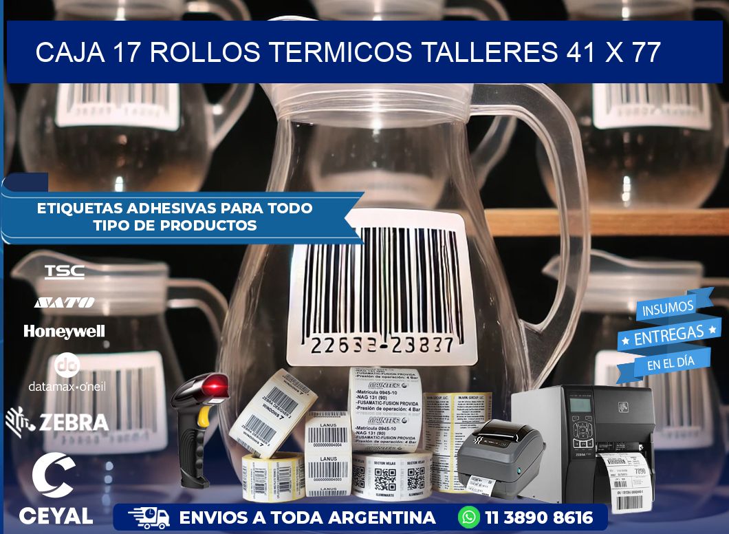 CAJA 17 ROLLOS TERMICOS TALLERES 41 x 77