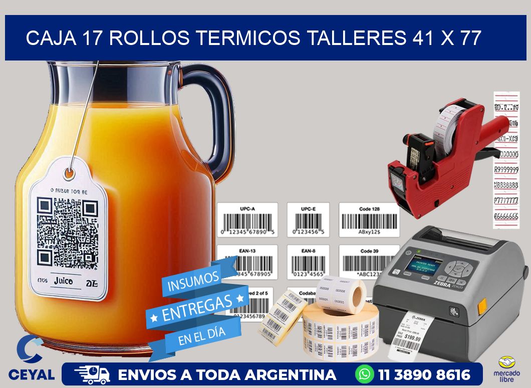 CAJA 17 ROLLOS TERMICOS TALLERES 41 x 77