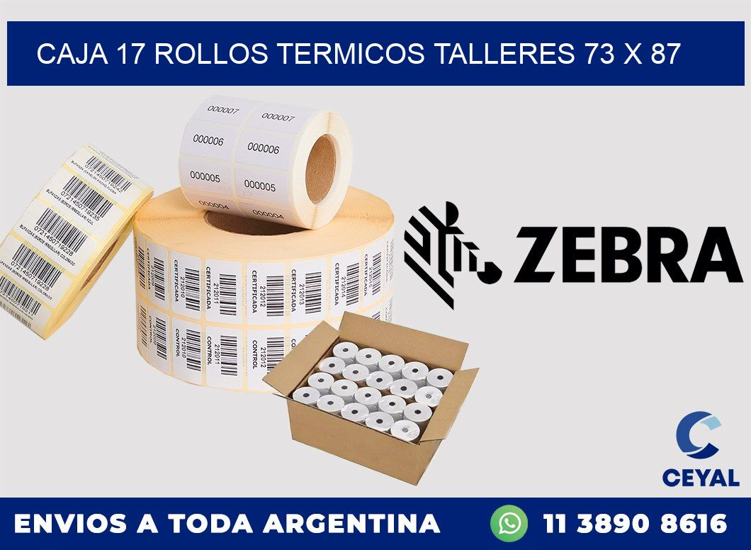 CAJA 17 ROLLOS TERMICOS TALLERES 73 x 87