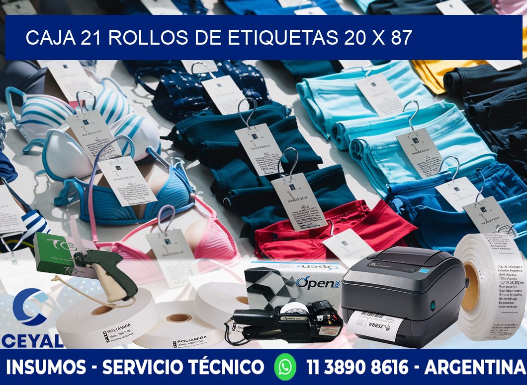 CAJA 21 ROLLOS DE ETIQUETAS 20 x 87