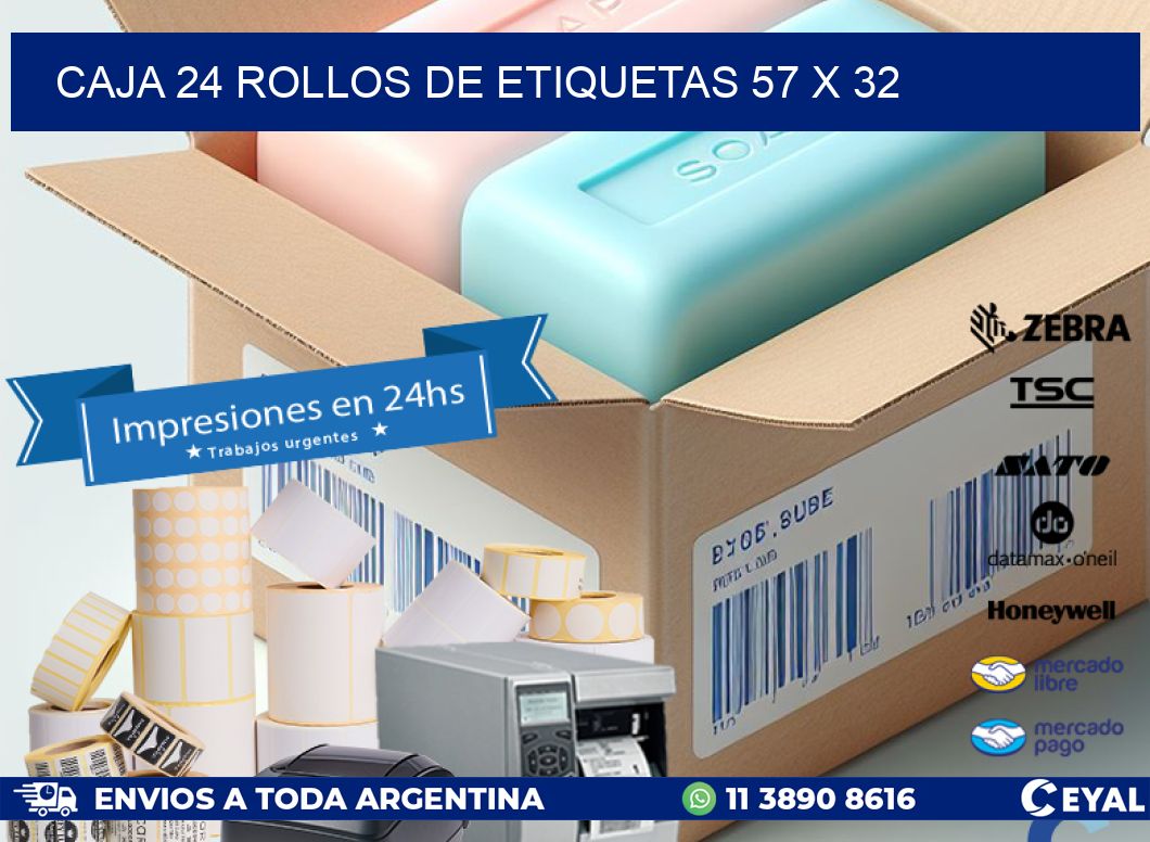 CAJA 24 ROLLOS DE ETIQUETAS 57 x 32