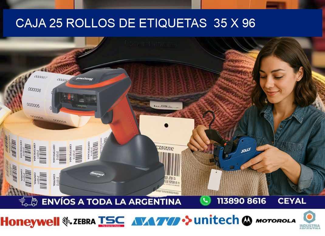 CAJA 25 ROLLOS DE ETIQUETAS  35 x 96