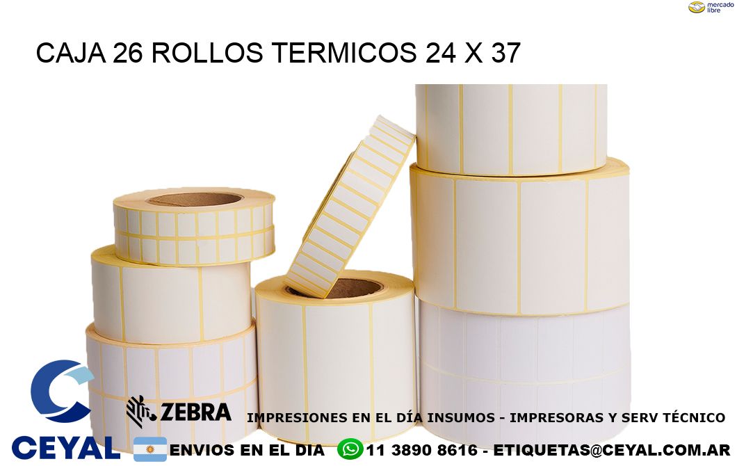 CAJA 26 ROLLOS TERMICOS 24 x 37