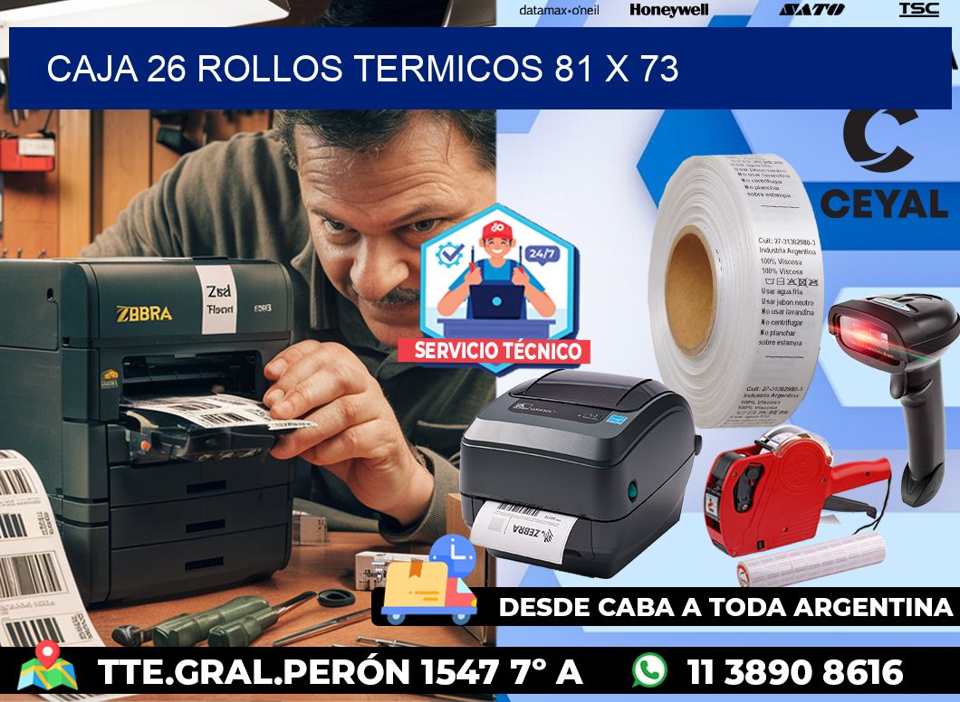 CAJA 26 ROLLOS TERMICOS 81 x 73
