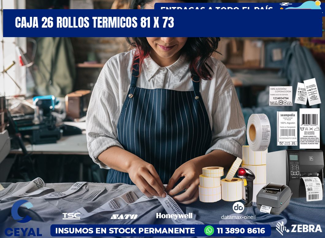 CAJA 26 ROLLOS TERMICOS 81 x 73