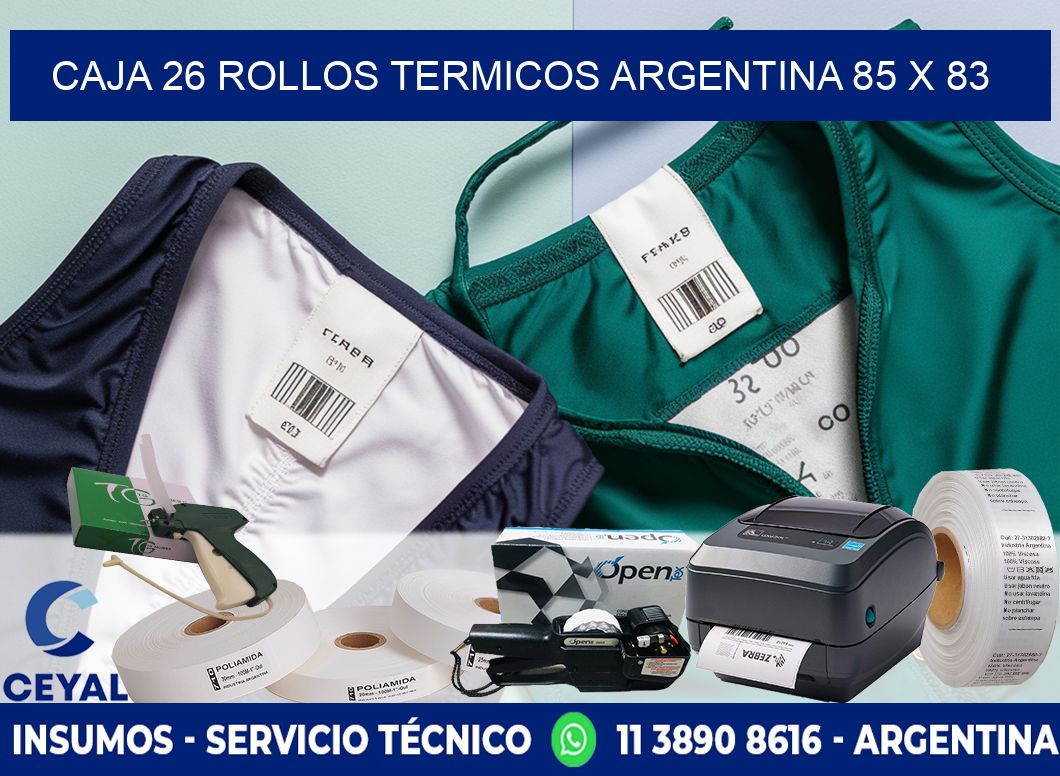 CAJA 26 ROLLOS TERMICOS ARGENTINA 85 x 83