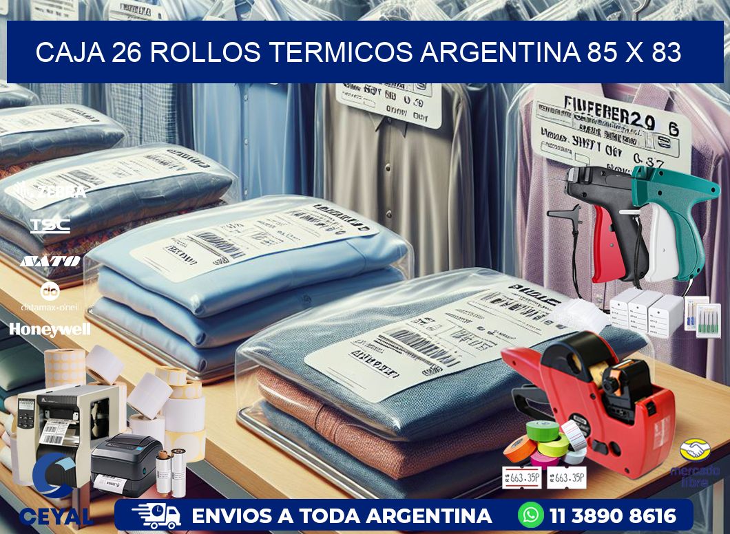 CAJA 26 ROLLOS TERMICOS ARGENTINA 85 x 83