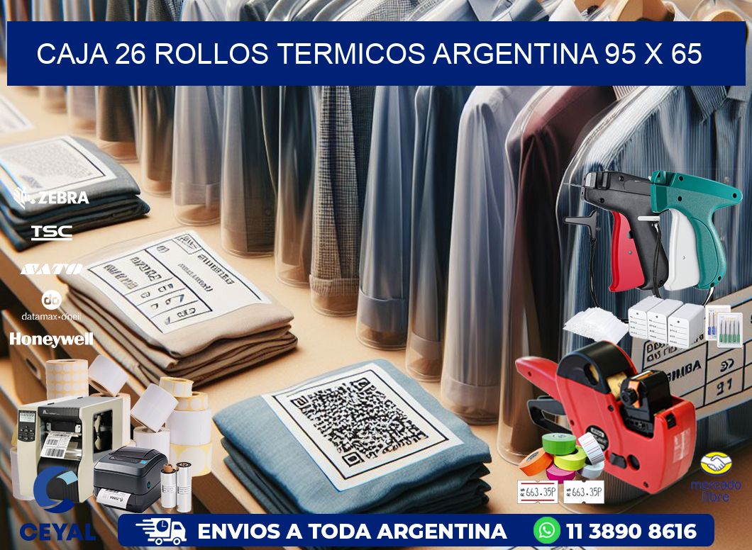 CAJA 26 ROLLOS TERMICOS ARGENTINA 95 x 65