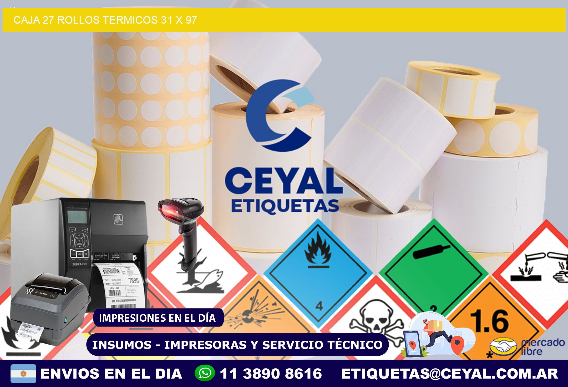 CAJA 27 ROLLOS TERMICOS 31 x 97